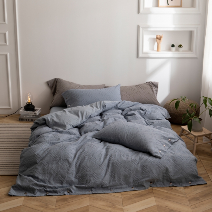 91家纺网 家纺一手货源 找家纺 简家居 2022新款全棉剪花四件套 炫-蓝