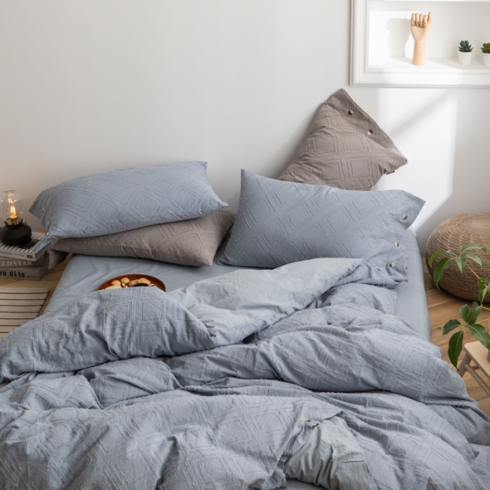 91家纺网 家纺一手货源 找家纺 简家居 2022新款全棉剪花四件套 炫-蓝