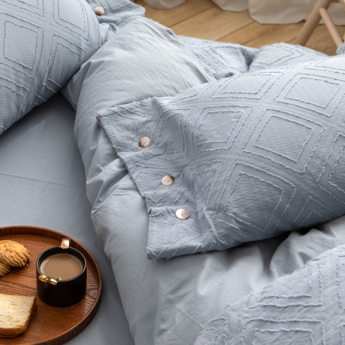 91家纺网 家纺一手货源 找家纺 简家居 2022新款全棉剪花四件套 炫-蓝