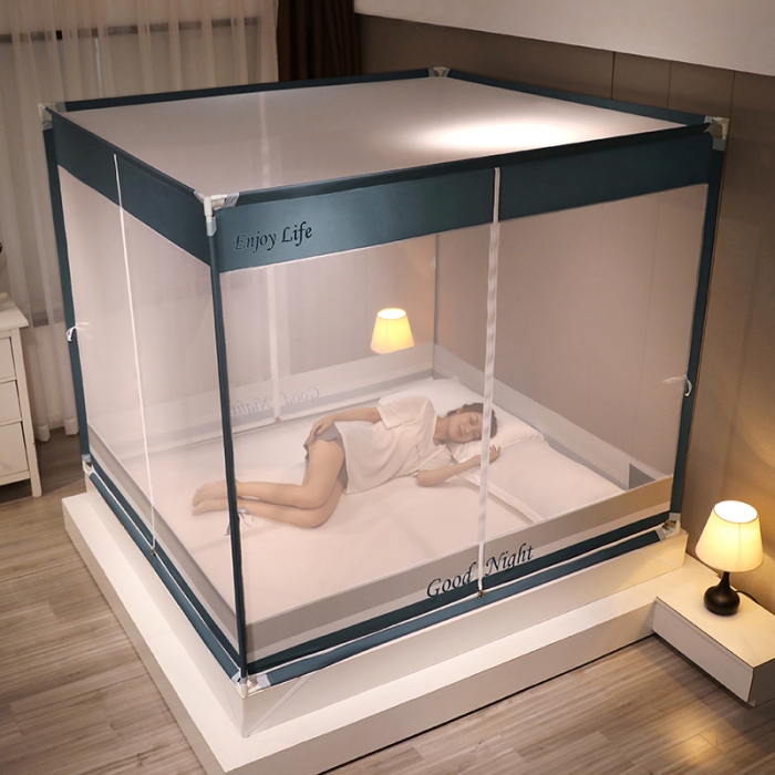 91家纺网 家纺一手货源 找家纺 （总）迪凡保罗 2023新款5843轻奢T型外穿杆坐床蚊帐