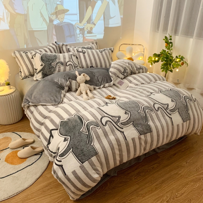 91家纺网 家纺一手货源 找家纺 （总）慕尚 2022新款5D雪花绒四件套