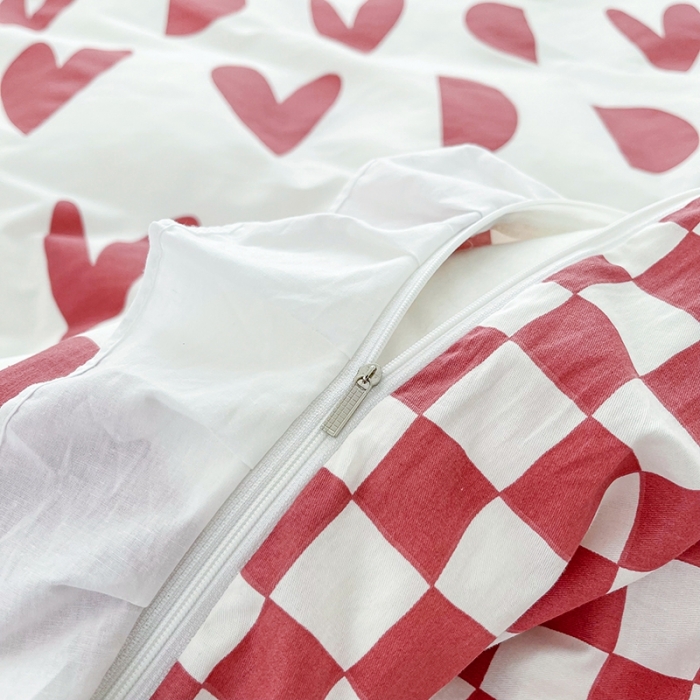 91家纺网 家纺一手货源 找家纺 卡普 直播供货全棉韩版荷叶花边四件套三件套学生床笠款 原野-红