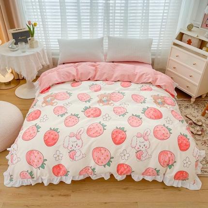 91家纺网 家纺一手货源 找家纺 （总）卡普 2025新款全棉韩版荷叶花边单被套