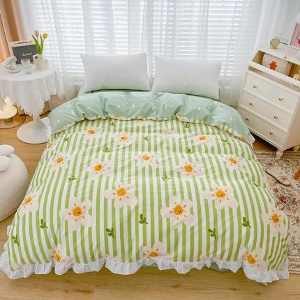 91家纺网 家纺一手货源 找家纺 （总）卡普 2025新款全棉韩版荷叶花边单被套