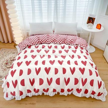 91家纺网 家纺一手货源 找家纺 （总）卡普 2025新款全棉韩版荷叶花边单被套