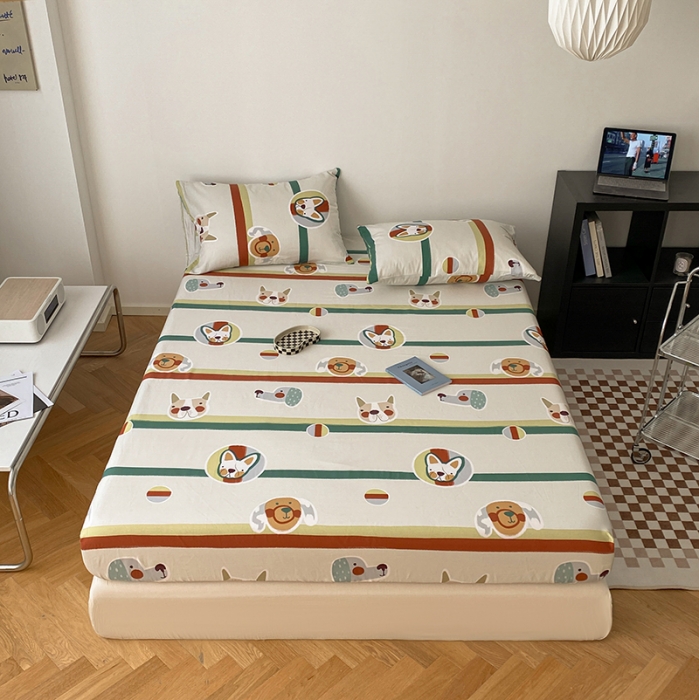 91家纺网 家纺一手货源 找家纺 麦伦 2022新款全棉斜纹印花休闲轻奢系列-床笠床单 笨笨狗