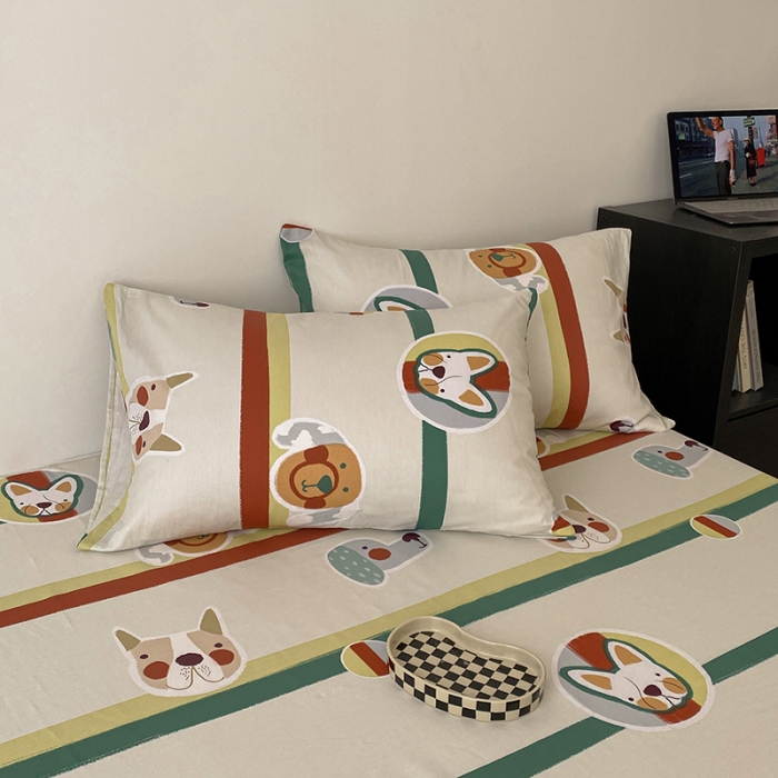 91家纺网 家纺一手货源 找家纺 麦伦 2022新款全棉斜纹印花休闲轻奢系列-床笠床单 笨笨狗