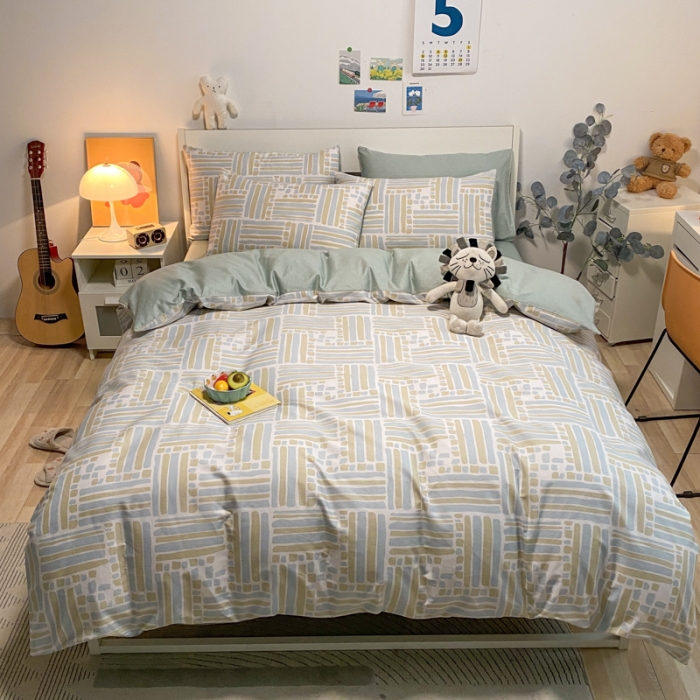 91家纺网 家纺一手货源 找家纺 晨希 2022新款全棉13372北欧风印花四件套 流金岁月