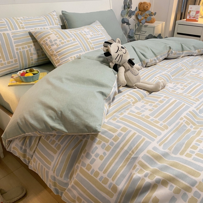 91家纺网 家纺一手货源 找家纺 晨希 2022新款全棉13372北欧风印花四件套 流金岁月