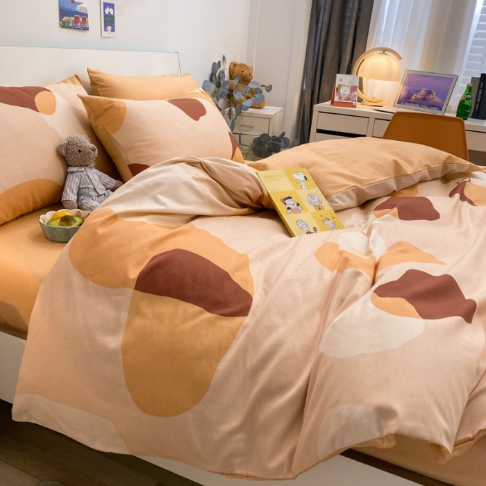 91家纺网 家纺一手货源 找家纺 晨希 2022新款全棉13372北欧风印花四件套 美好时刻-黄