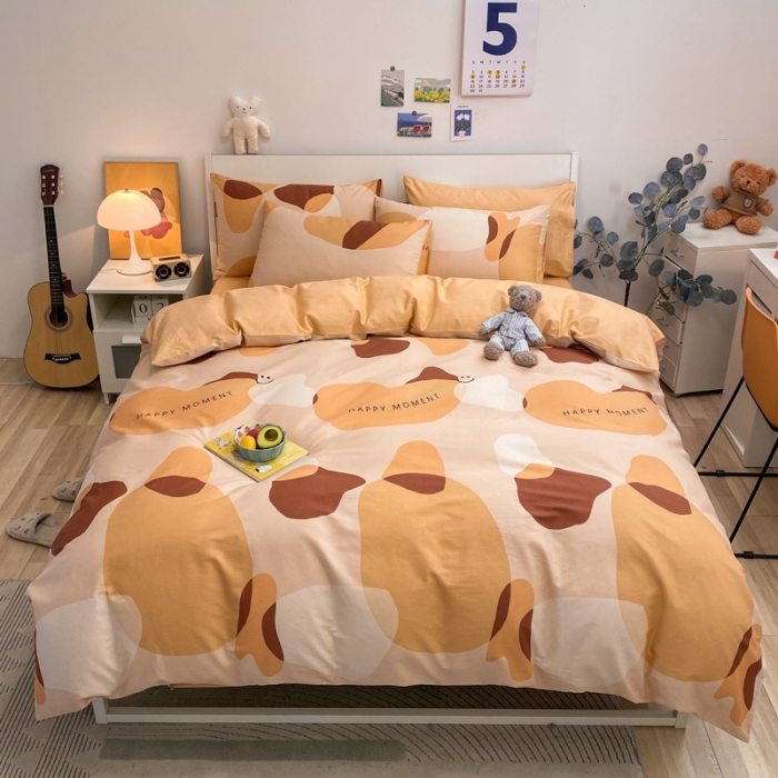 91家纺网 家纺一手货源 找家纺 晨希 2022新款全棉13372北欧风印花四件套 美好时刻-黄