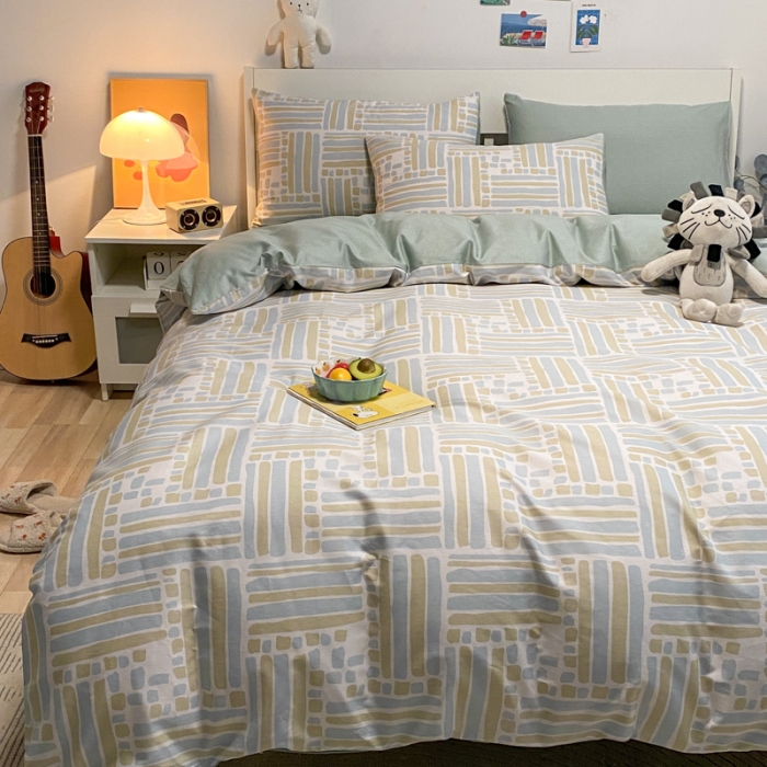 91家纺网 家纺一手货源 找家纺 晨希2022新款全棉13372北欧风印花单被套 流金岁月