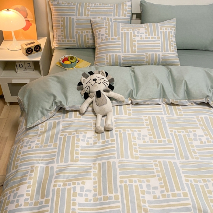 91家纺网 家纺一手货源 找家纺 晨希2022新款全棉13372北欧风印花单被套 流金岁月