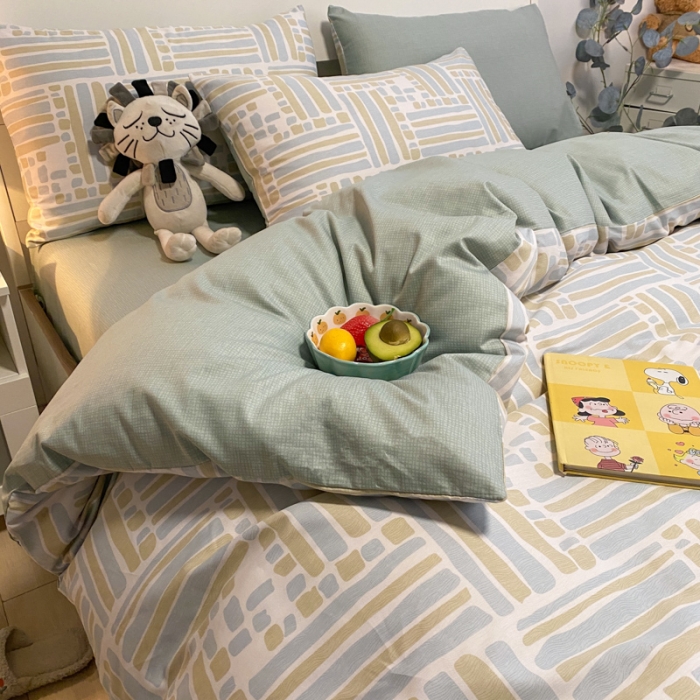 91家纺网 家纺一手货源 找家纺 晨希2022新款全棉13372北欧风印花单被套 流金岁月