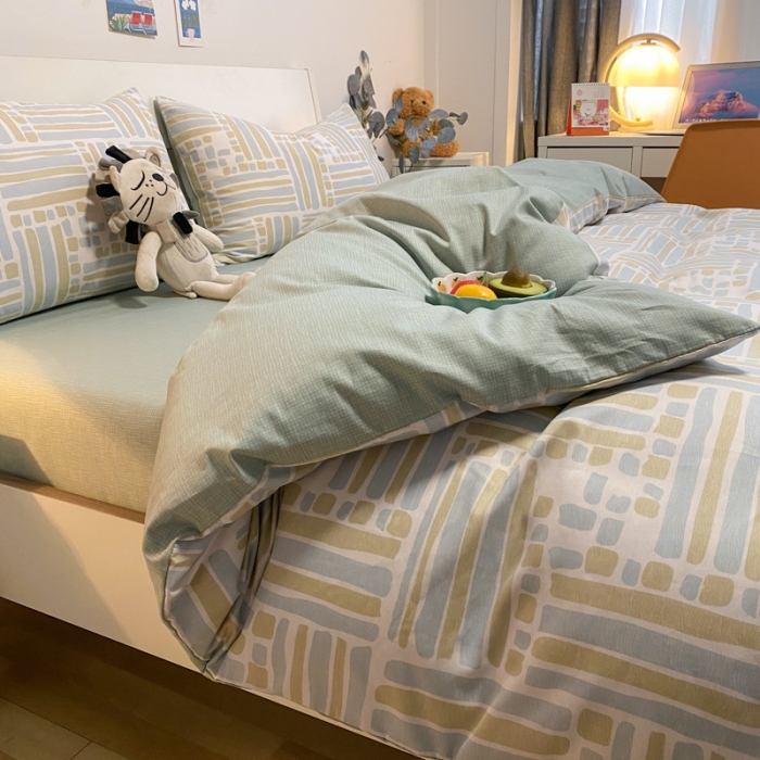 91家纺网 家纺一手货源 找家纺 晨希2022新款全棉13372北欧风印花单被套 流金岁月