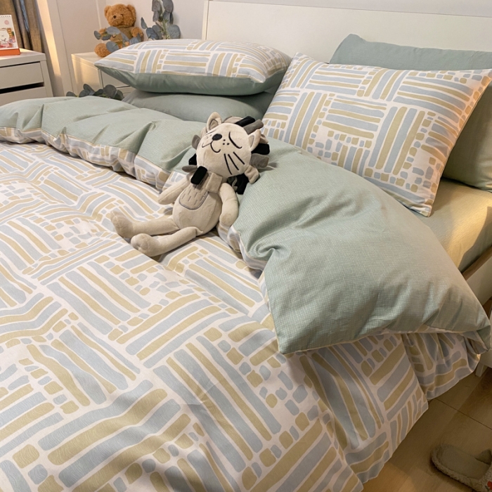 91家纺网 家纺一手货源 找家纺 晨希2022新款全棉13372北欧风印花单被套 流金岁月