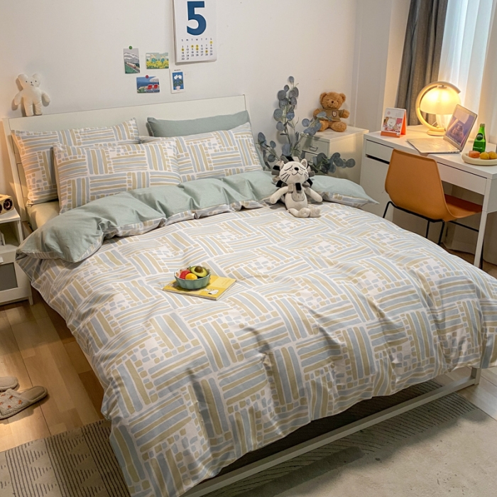 91家纺网 家纺一手货源 找家纺 晨希2022新款全棉13372北欧风印花单被套 流金岁月