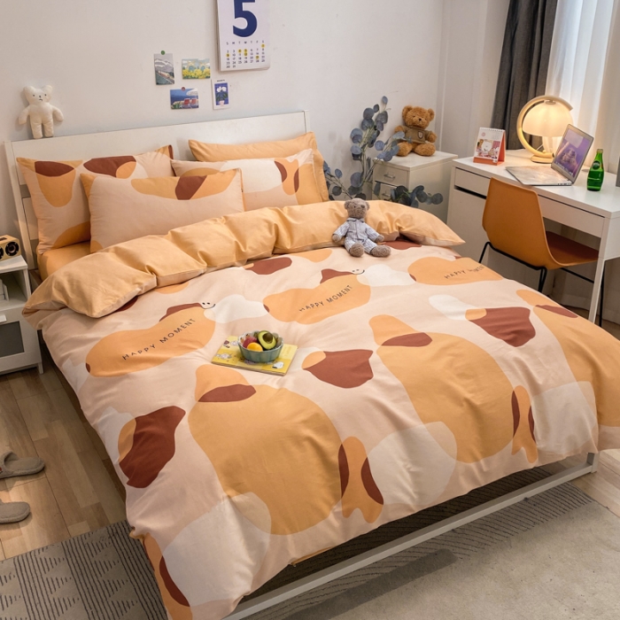 91家纺网 家纺一手货源 找家纺 晨希2022新款全棉13372北欧风印花单被套 美好时刻-黄