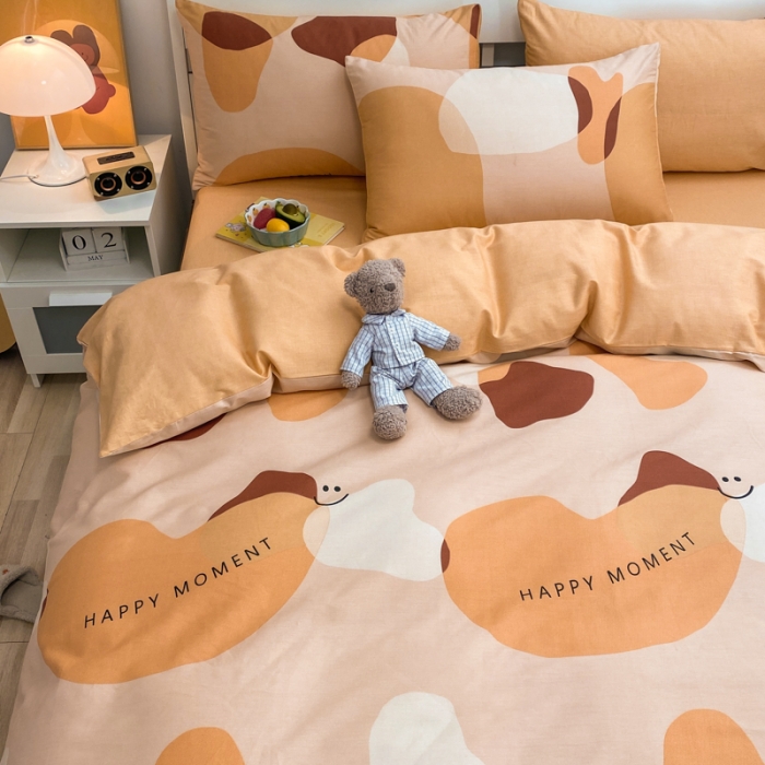 91家纺网 家纺一手货源 找家纺 晨希2022新款全棉13372北欧风印花单被套 美好时刻-黄