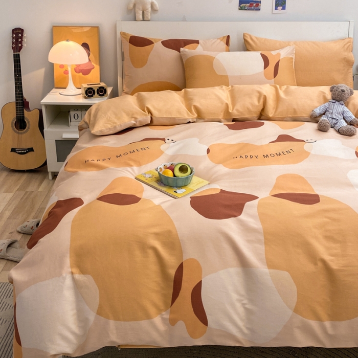 91家纺网 家纺一手货源 找家纺 晨希2022新款全棉13372北欧风印花单被套 美好时刻-黄