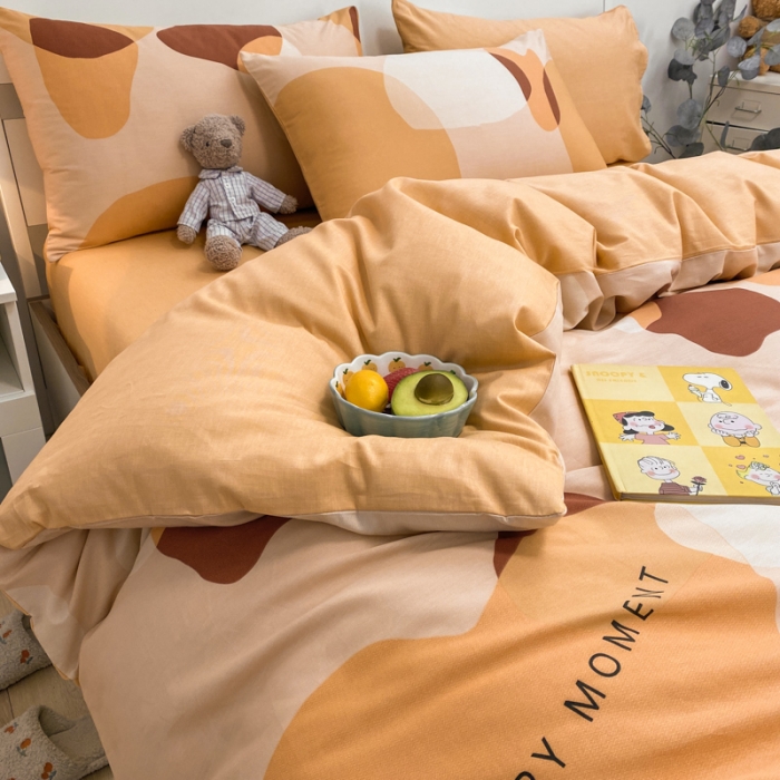 91家纺网 家纺一手货源 找家纺 晨希2022新款全棉13372北欧风印花单被套 美好时刻-黄