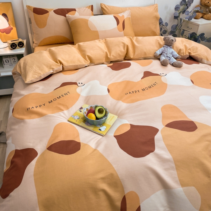 91家纺网 家纺一手货源 找家纺 晨希2022新款全棉13372北欧风印花单被套 美好时刻-黄