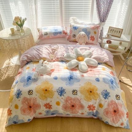 91家纺网 家纺一手货源 找家纺 珺柔家纺 2022新款13372全棉印花四件套 奶油花园