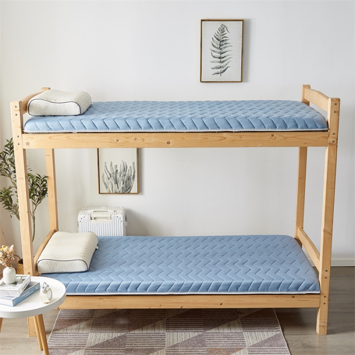 91家纺网 家纺一手货源 找家纺 寐珂家纺 2025新款A类针织乳胶床垫-学生款 清新蓝