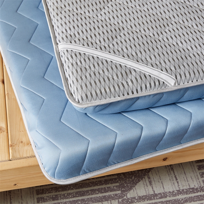 91家纺网 家纺一手货源 找家纺 寐珂家纺 2025新款A类针织乳胶床垫-学生款 清新蓝