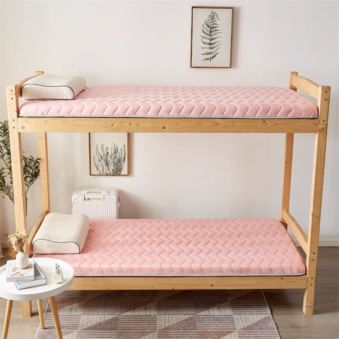 91家纺网 家纺一手货源 找家纺 寐珂家纺 2025新款A类针织乳胶床垫-学生款 桃花粉