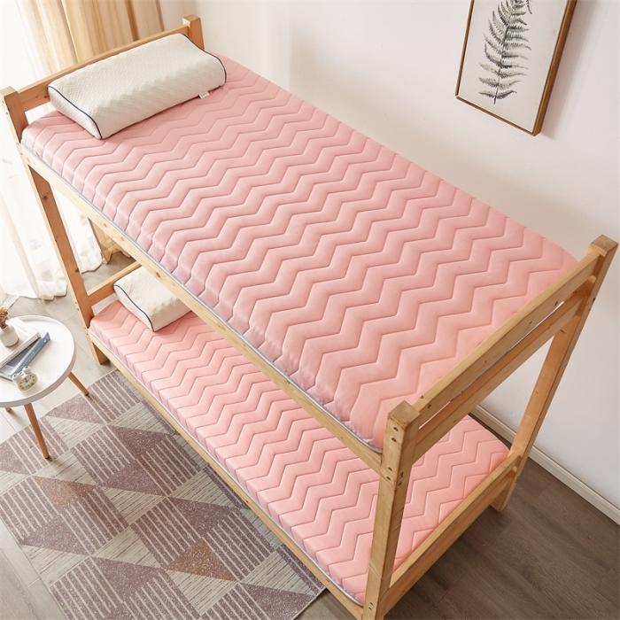 91家纺网 家纺一手货源 找家纺 寐珂家纺 2025新款A类针织乳胶床垫-学生款 桃花粉