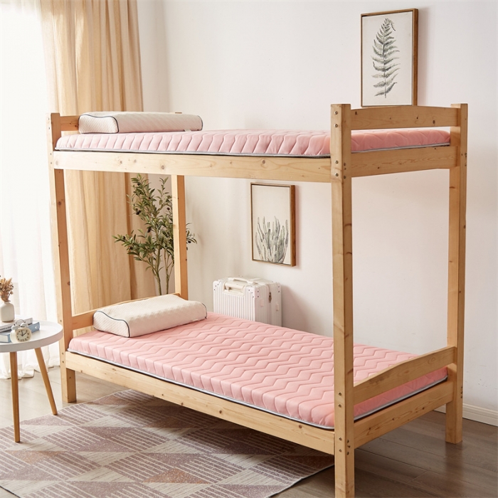 91家纺网 家纺一手货源 找家纺 寐珂家纺 2025新款A类针织乳胶床垫-学生款 桃花粉