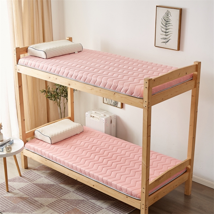 91家纺网 家纺一手货源 找家纺 寐珂家纺 2025新款A类针织乳胶床垫-学生款 桃花粉