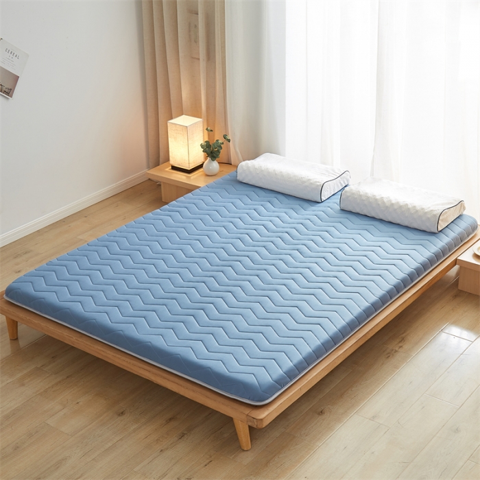 91家纺网 家纺一手货源 找家纺 寐珂家纺 2025新款A类针织乳胶床垫-双人款 清新蓝