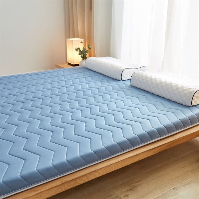 91家纺网 家纺一手货源 找家纺 寐珂家纺 2025新款A类针织乳胶床垫-双人款 清新蓝