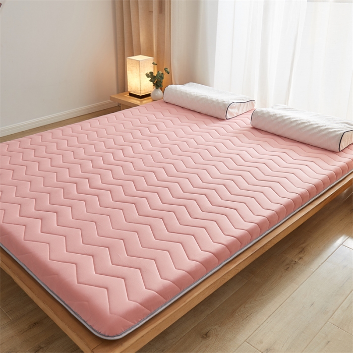 91家纺网 家纺一手货源 找家纺 寐珂家纺 2025新款A类针织乳胶床垫-双人款 桃花粉