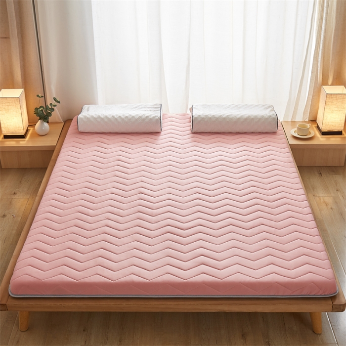 91家纺网 家纺一手货源 找家纺 寐珂家纺 2025新款A类针织乳胶床垫-双人款 桃花粉