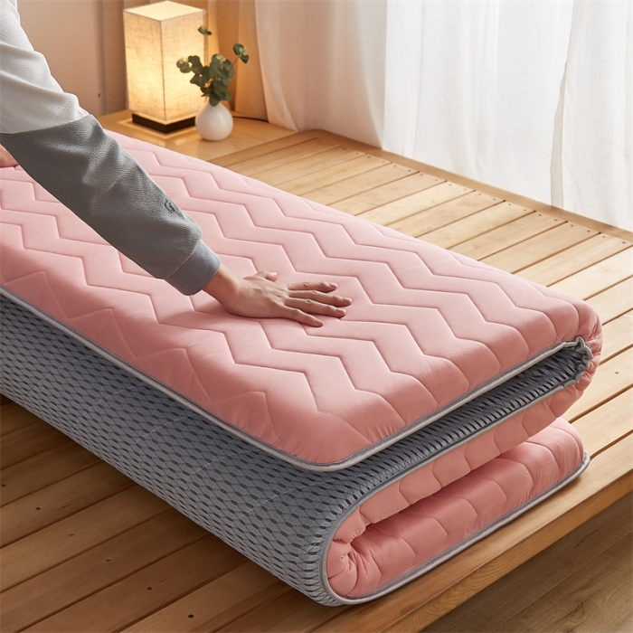 91家纺网 家纺一手货源 找家纺 寐珂家纺 2025新款A类针织乳胶床垫-双人款 桃花粉