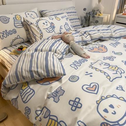 91家纺网 家纺一手货源 找家纺 （总）暮思 2022新款春夏13372全棉卡通印花纯棉四件套