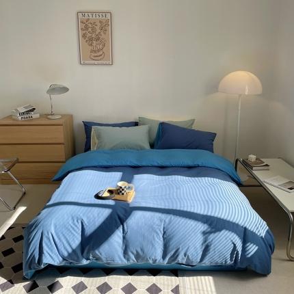 91家纺网 家纺一手货源 找家纺 （总）窝米 2022春季新品素色双拼水洗棉系列四件套