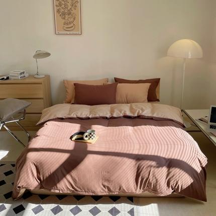 91家纺网 家纺一手货源 找家纺 （总）窝米 2022春季新品素色双拼水洗棉系列四件套