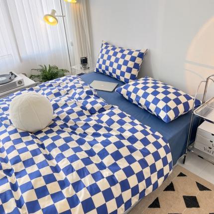 91家纺网 家纺一手货源 找家纺 （总）梦家居 2022新款棋盘格系列全棉四件套