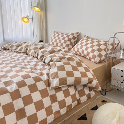 91家纺网 家纺一手货源 找家纺 （总）梦家居 2022新款棋盘格系列全棉四件套