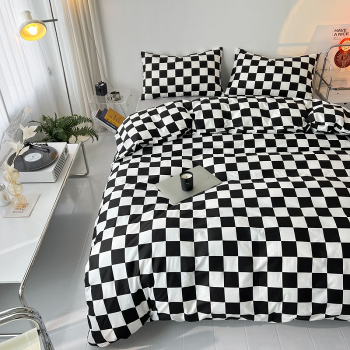 91家纺网 家纺一手货源 找家纺 （总）梦家居 2022新款棋盘格系列全棉四件套