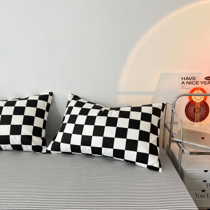 91家纺网 家纺一手货源 找家纺 （总）梦家居 2022新款棋盘格系列全棉四件套