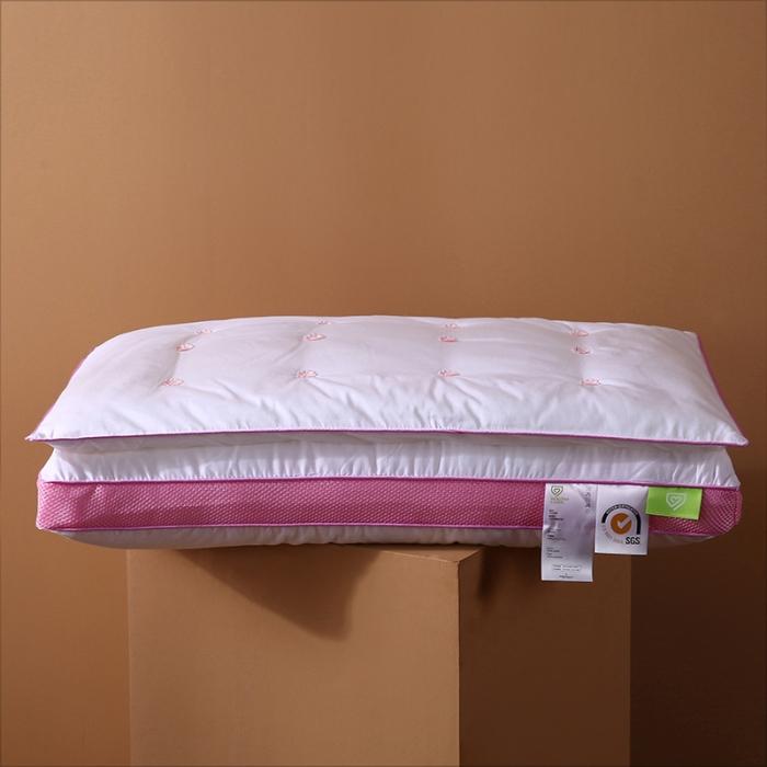 91家纺网 家纺一手货源 找家纺 2022新款全棉60S贡缎酒店双层立体加高护颈枕芯舒适软枕头