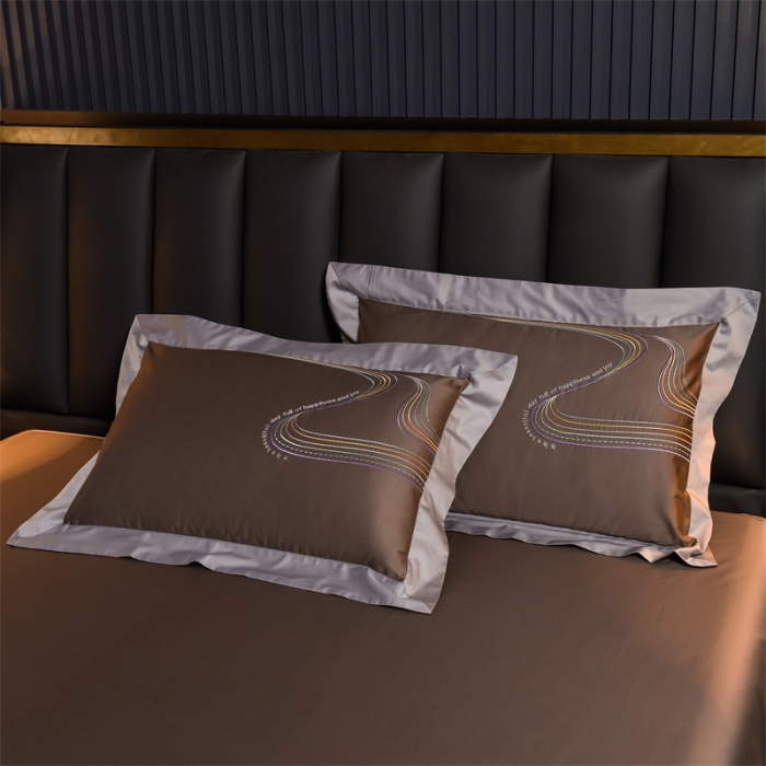 91家纺网 家纺一手货源 找家纺 瑞驰家纺 长绒棉绣花四件套-锦瑟 金属咖