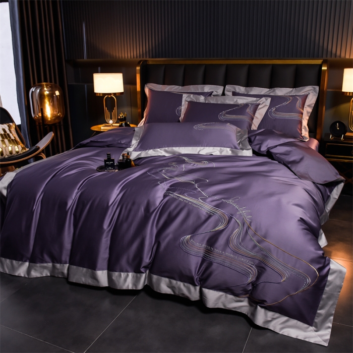 91家纺网 家纺一手货源 找家纺 瑞驰家纺 长绒棉绣花四件套-锦瑟 圣女紫