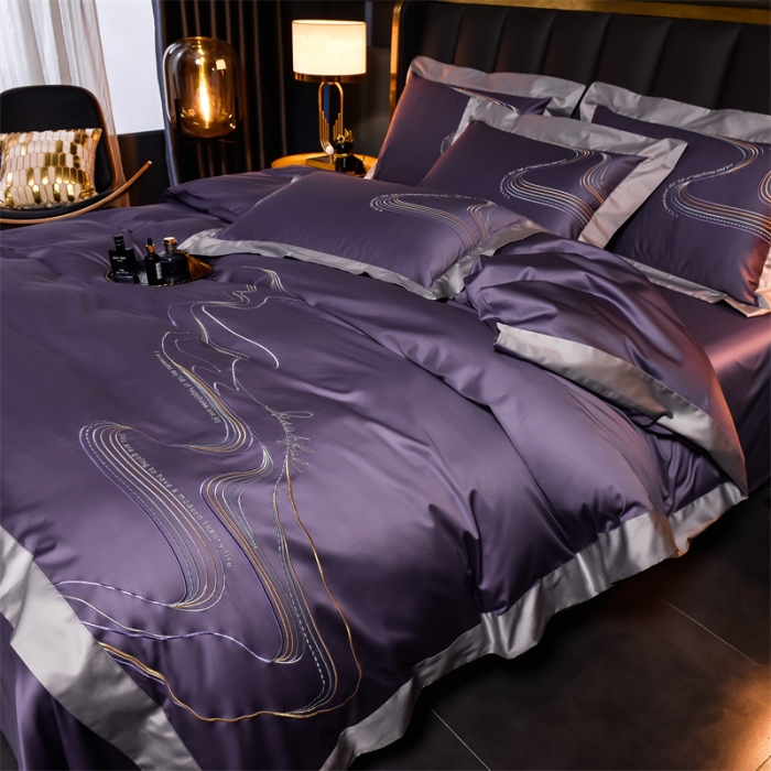 91家纺网 家纺一手货源 找家纺 瑞驰家纺 长绒棉绣花四件套-锦瑟 圣女紫