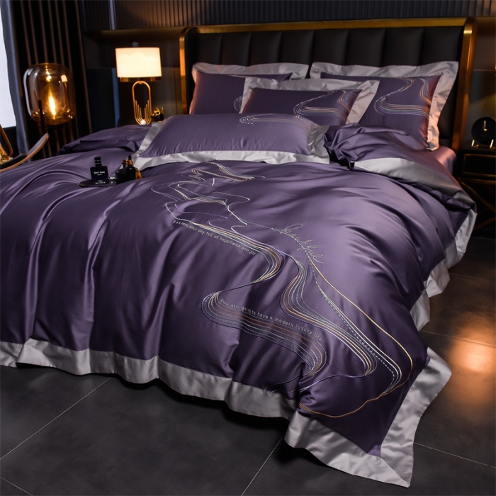 91家纺网 家纺一手货源 找家纺 瑞驰家纺 长绒棉绣花四件套-锦瑟 圣女紫